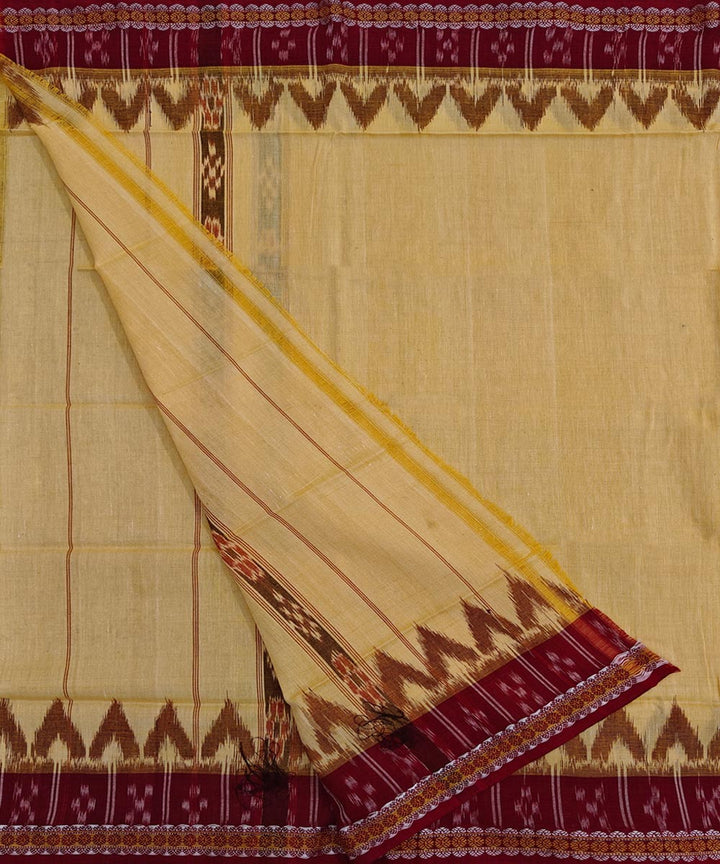 Yellow maroon Handwoven Cotton SambalpuriTowel