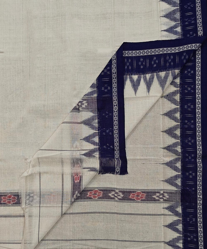 Cream blue Handwoven Cotton Sambalpuri Towel