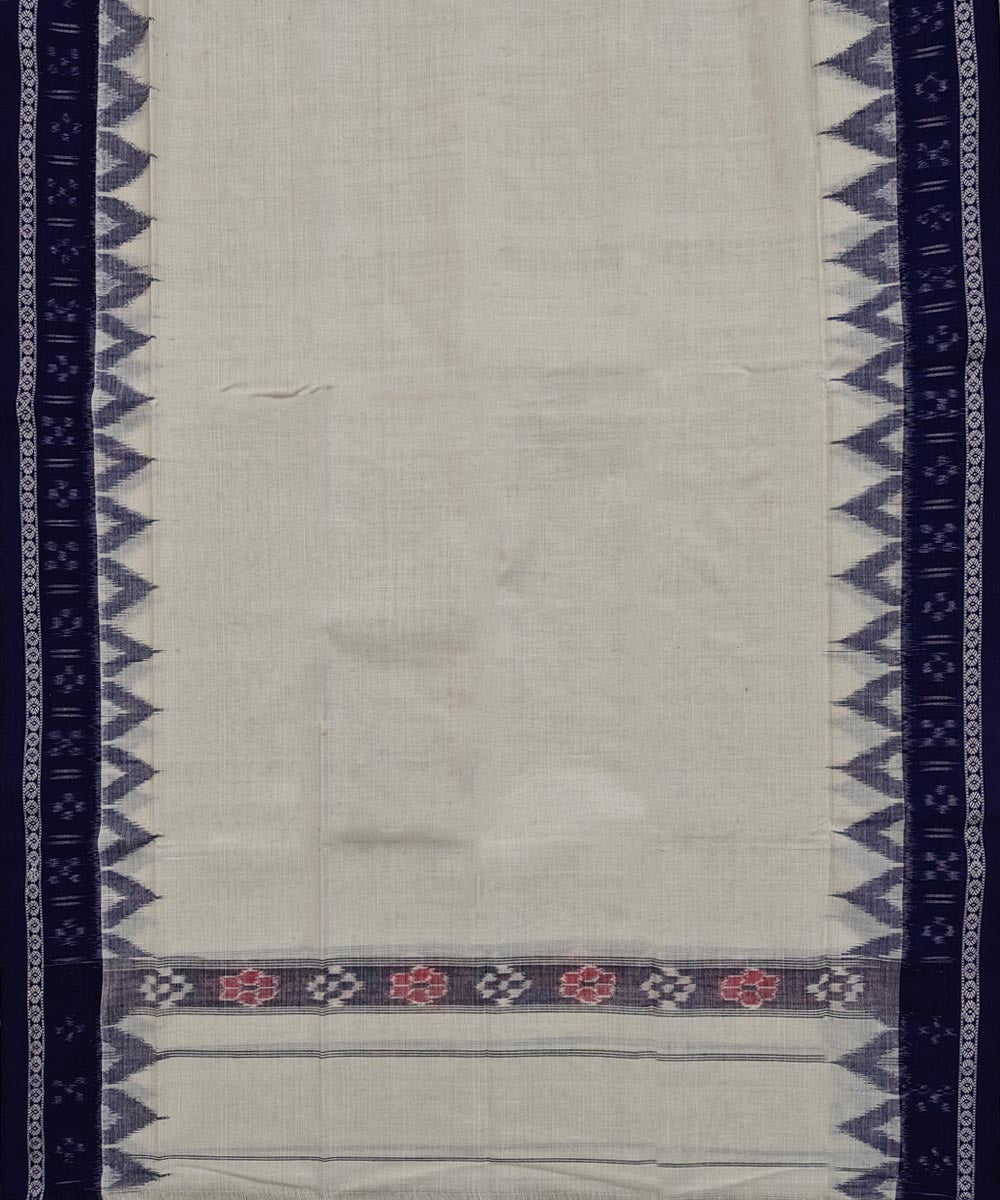 Cream blue Handwoven Cotton Sambalpuri Towel