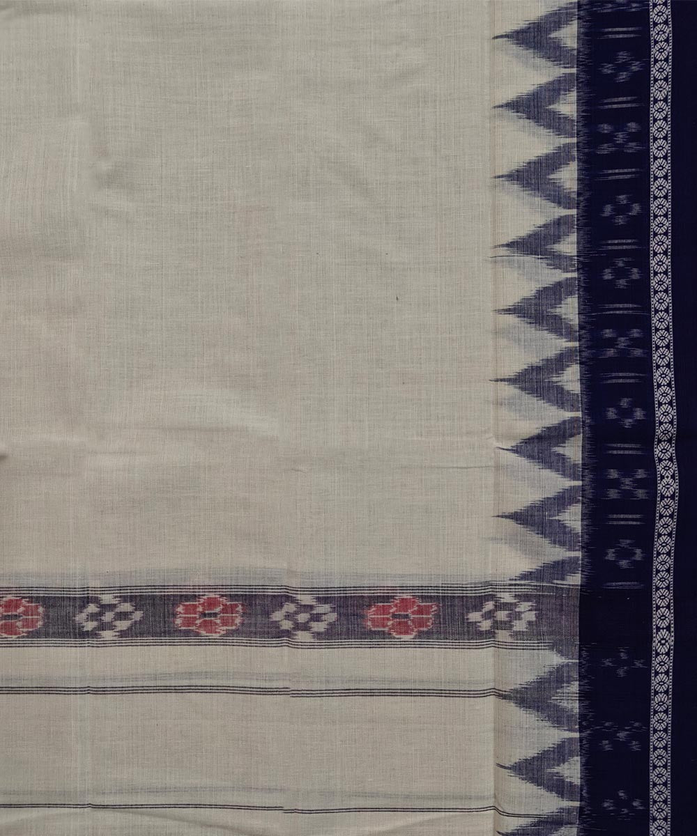 Cream blue Handwoven Cotton Sambalpuri Towel