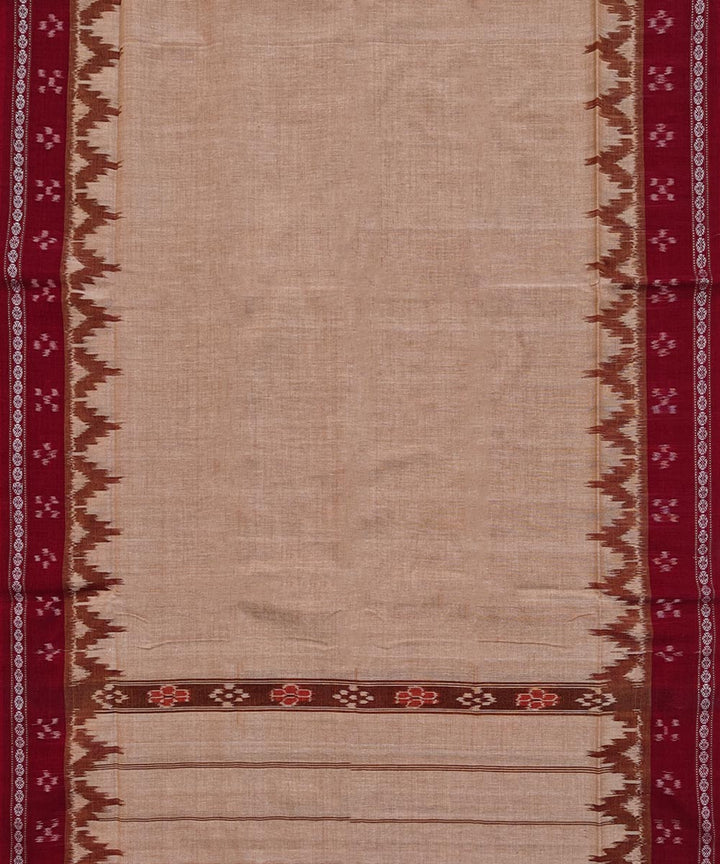 Beige maroon Handwoven Cotton Sambalpuri Towel