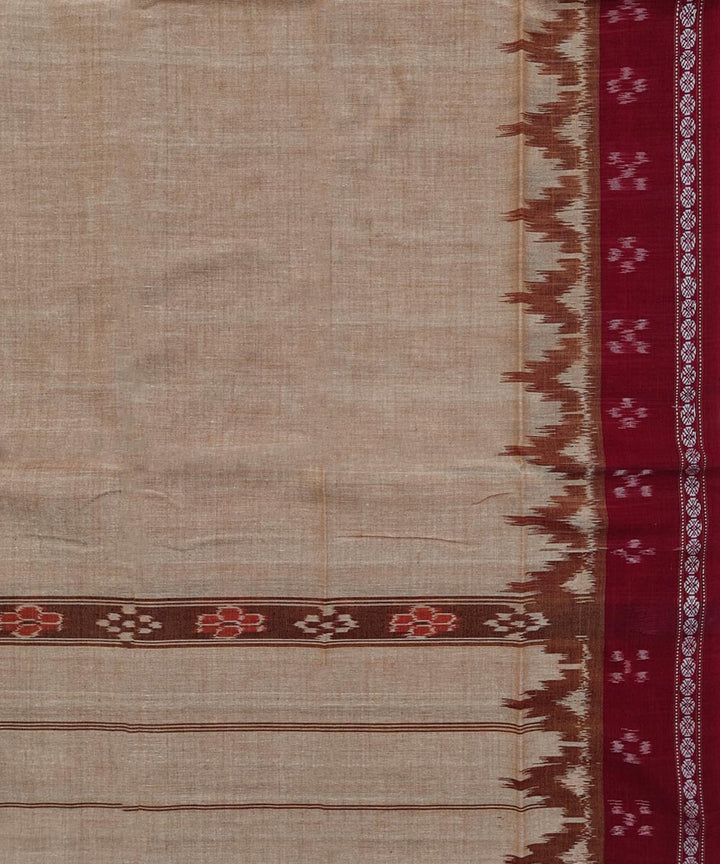 Beige maroon Handwoven Cotton Sambalpuri Towel
