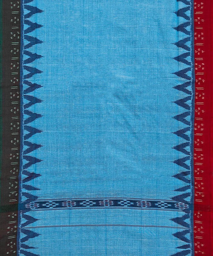 Sky Blue red Handwoven Cotton Sambalpuri Towel