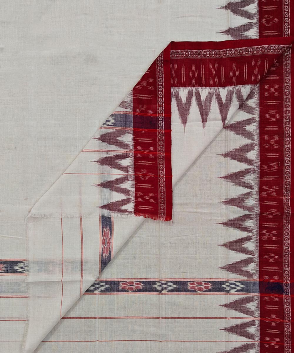 White red Handwoven Cotton Sambalpuri Towel
