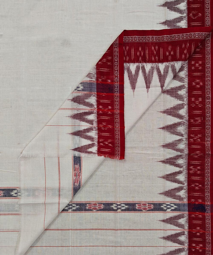 White red Handwoven Cotton Sambalpuri Towel
