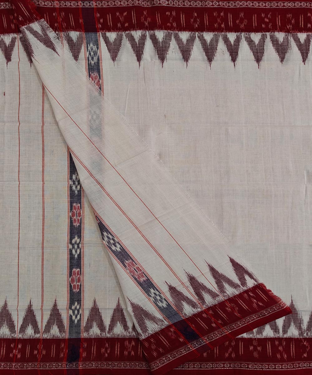 White red Handwoven Cotton Sambalpuri Towel