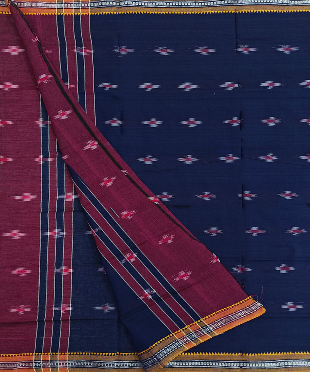 Navy Blue  Handwoven Cotton Sambalpuri Towel