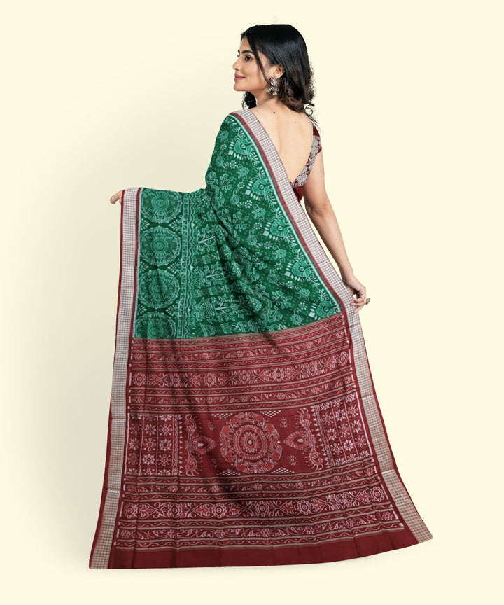 Dark green maroon silk handwoven sambalpuri saree