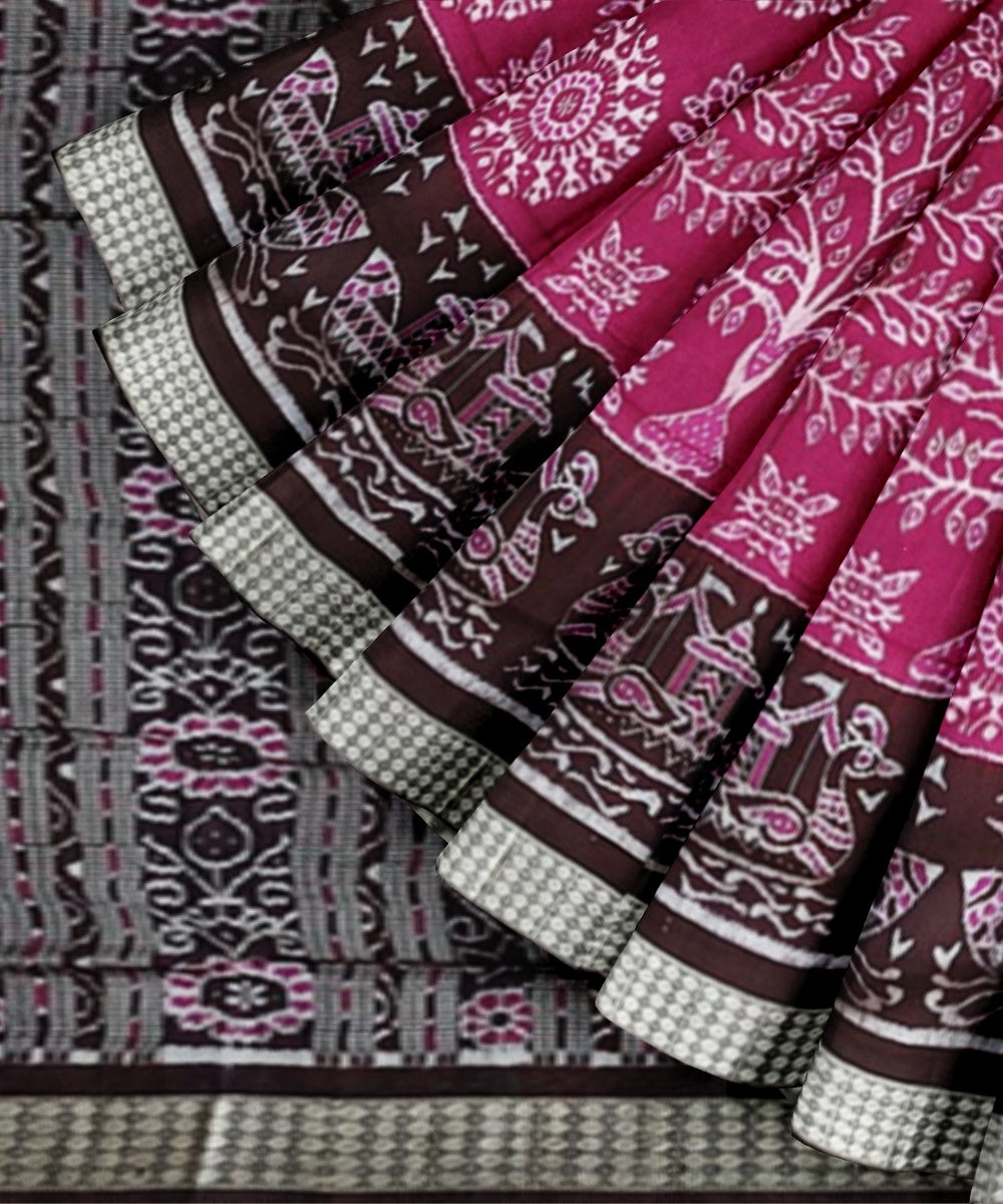 Purple coffee silk handwoven sambalpuri saree