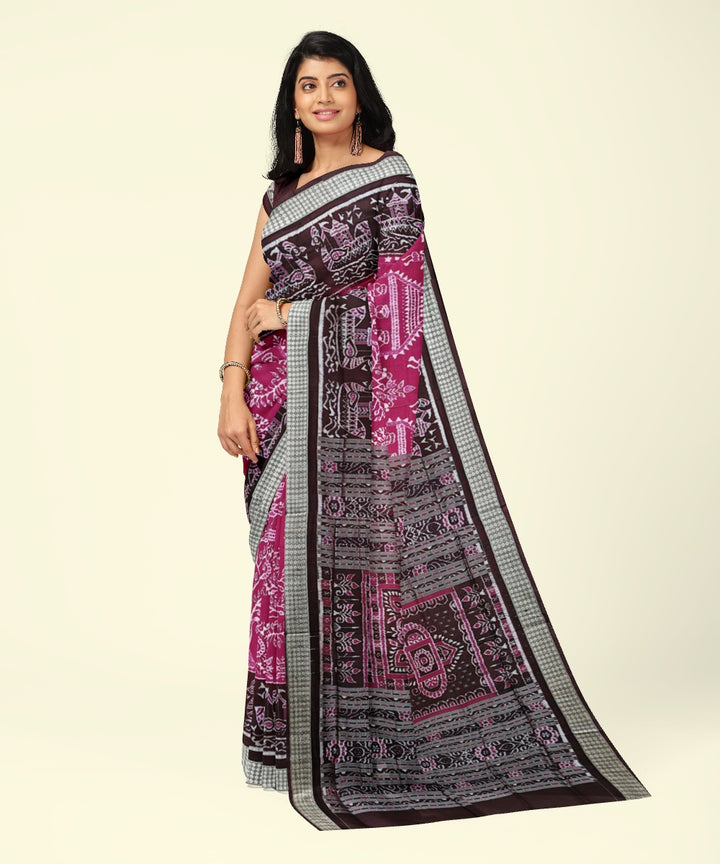 Purple coffee silk handwoven sambalpuri saree