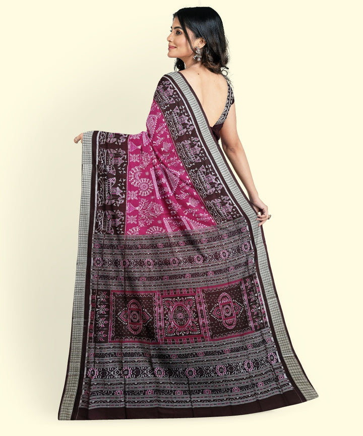 Purple coffee silk handwoven sambalpuri saree