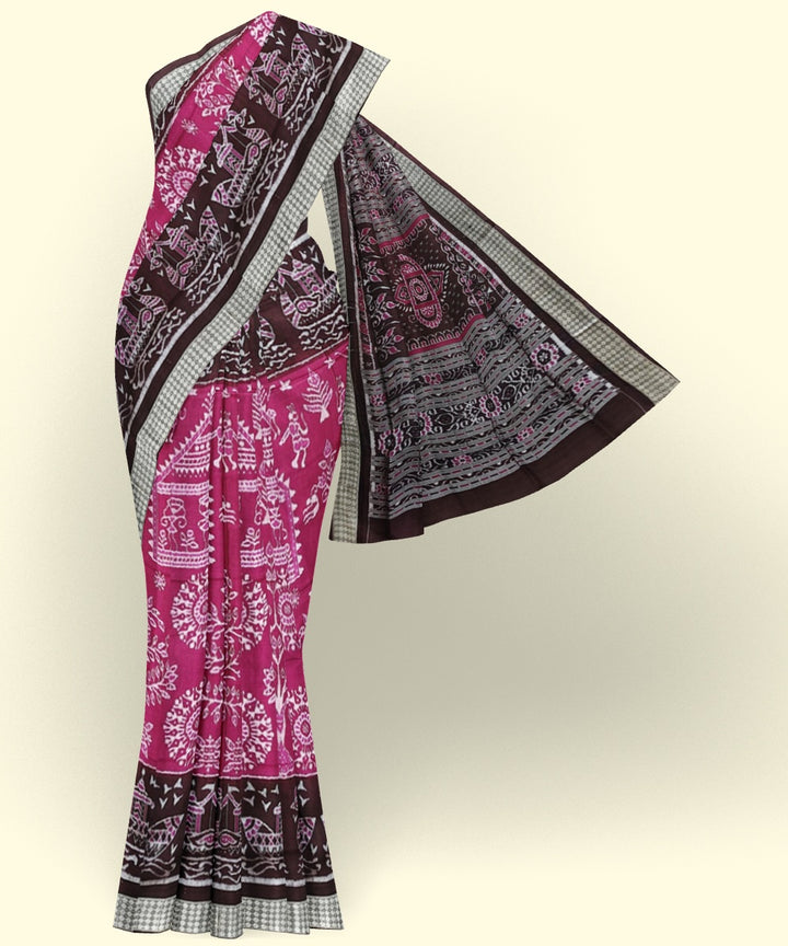 Purple coffee silk handwoven sambalpuri saree