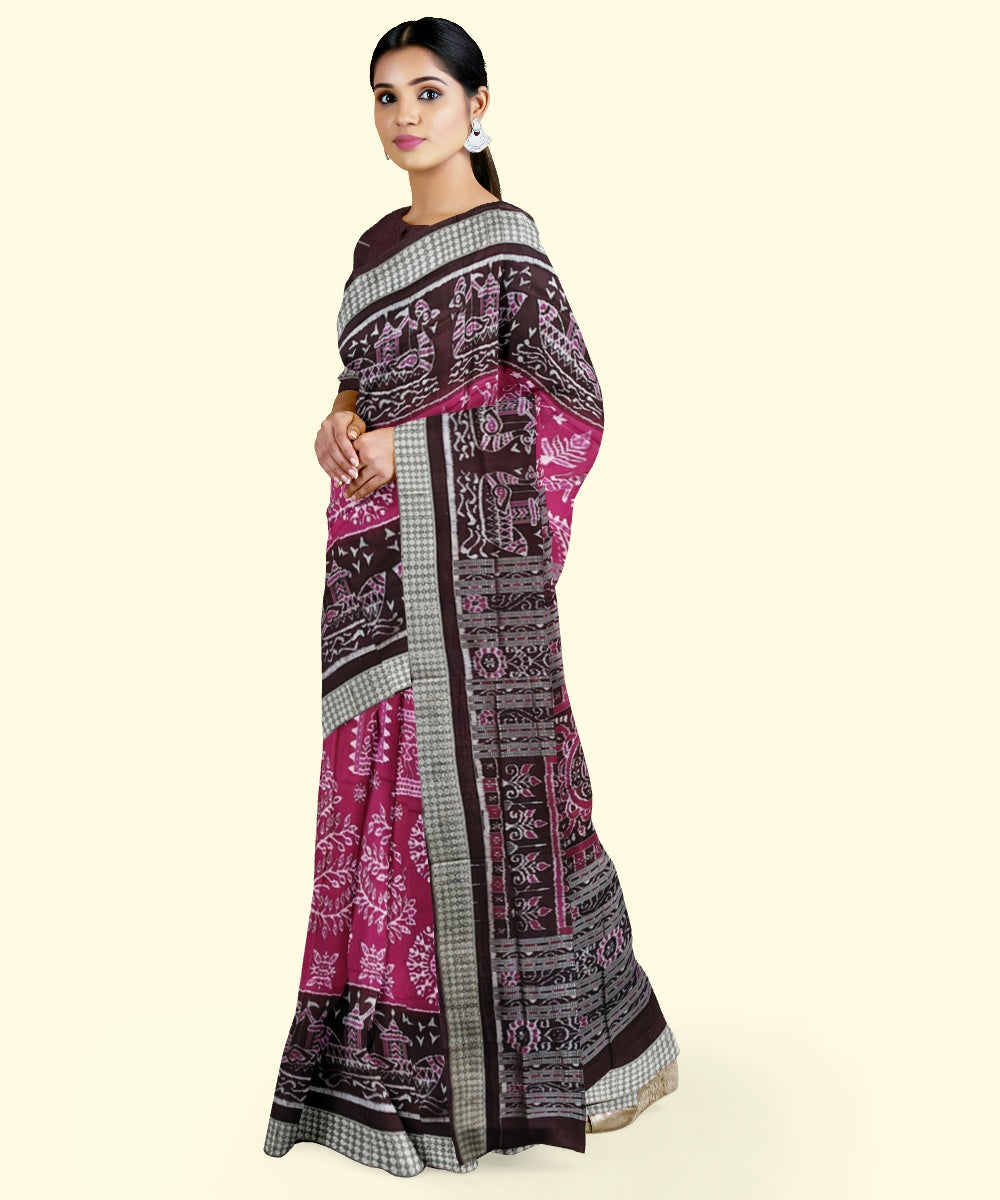 Purple coffee silk handwoven sambalpuri saree