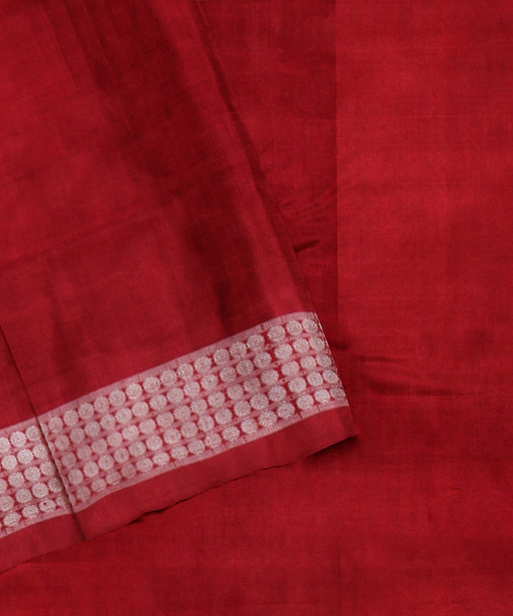 Mustard red handwoven odisha ikat silk saree