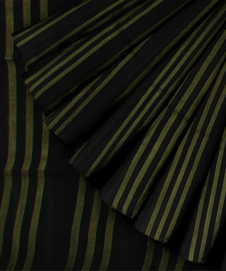 Black green handwoven cotton bengal saree