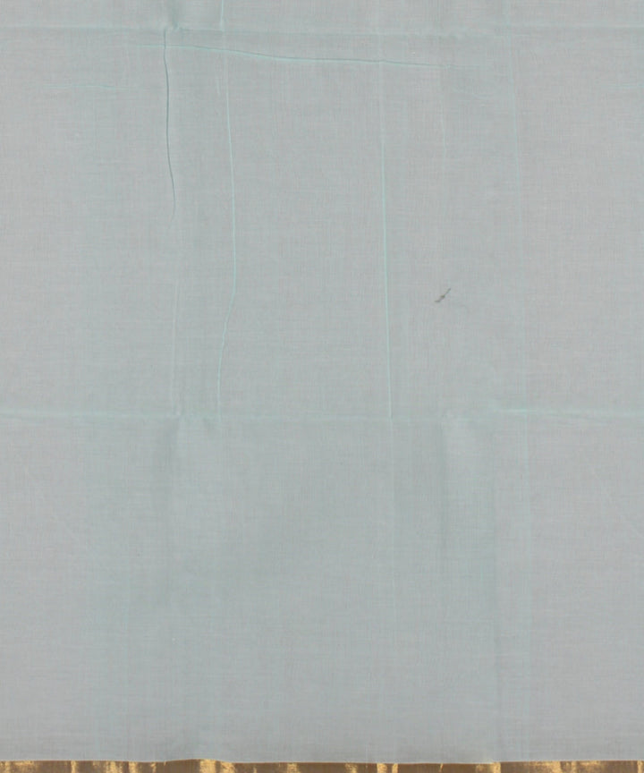 Cyan blue brown handwoven cotton jamdani saree