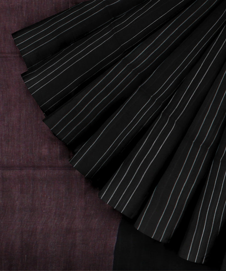 Black striped handwoven cotton bengal saree
