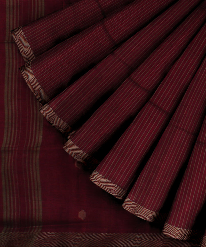 Pink onion pink handwoven cotton jamdani saree