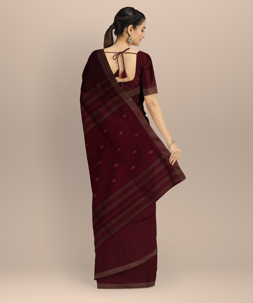 Pink onion pink handwoven cotton jamdani saree