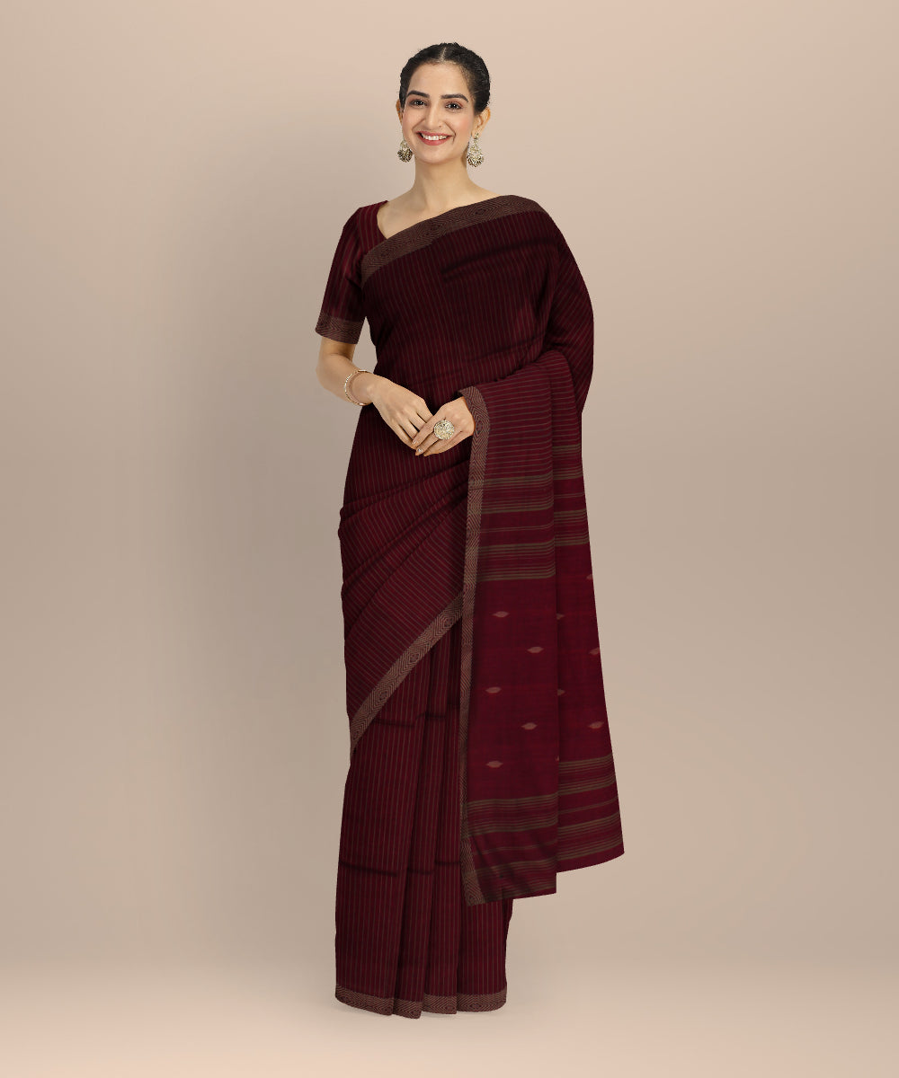Pink onion pink handwoven cotton jamdani saree