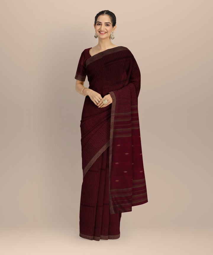 Pink onion pink handwoven cotton jamdani saree