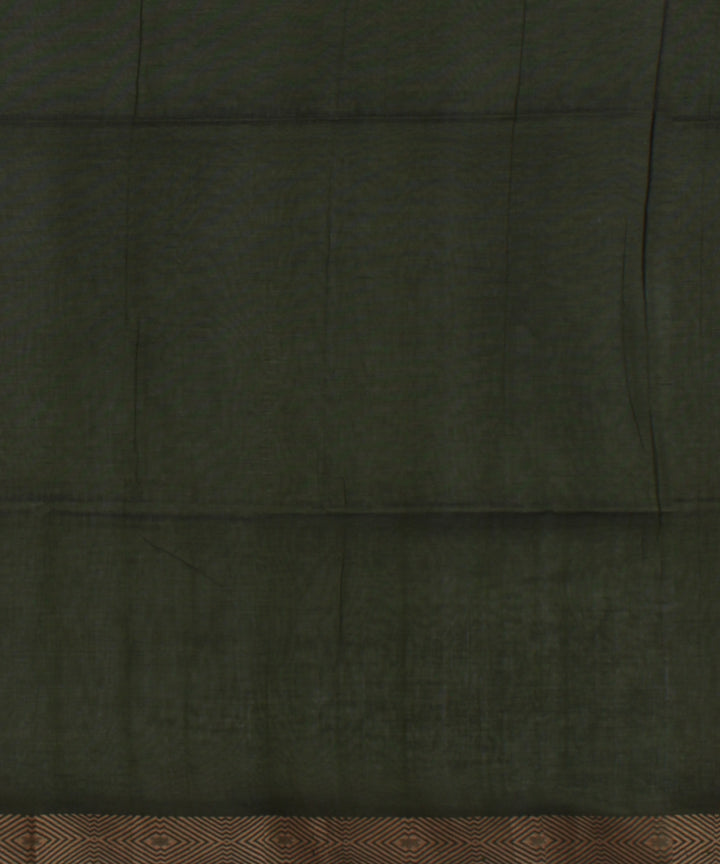 Dark green striped handwoven jamdani cotton saree
