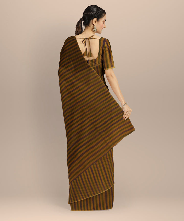 Multicolor striped handwoven cotton bengal saree