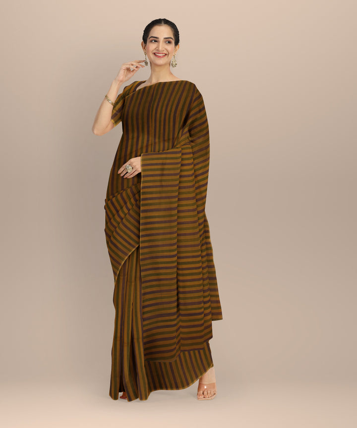 Multicolor striped handwoven cotton bengal saree