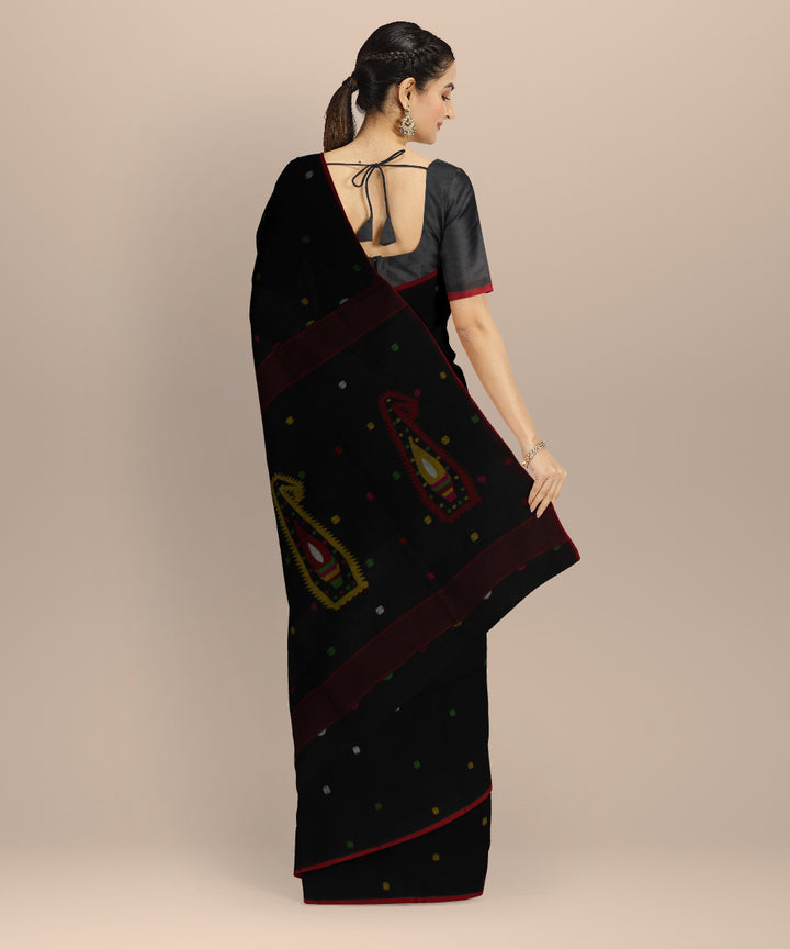 Black multicolor handwoven cotton jamdani saree