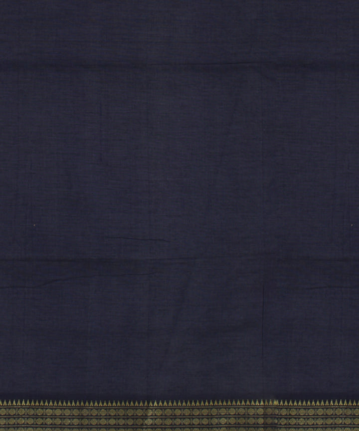 Navy blue plain handwoven jamdani cotton saree