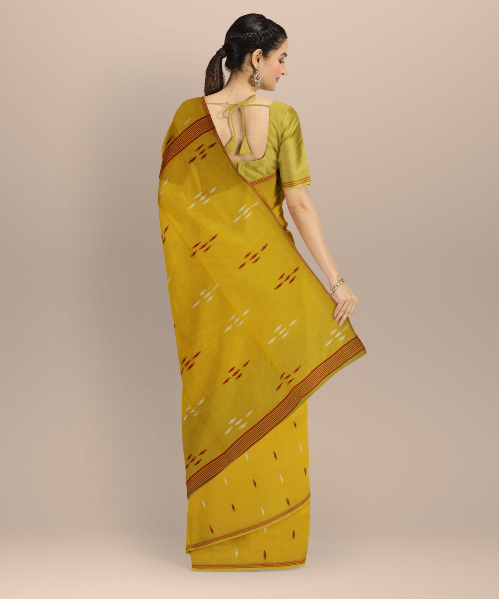 Yellow multicolor handwoven cotton jamdani saree