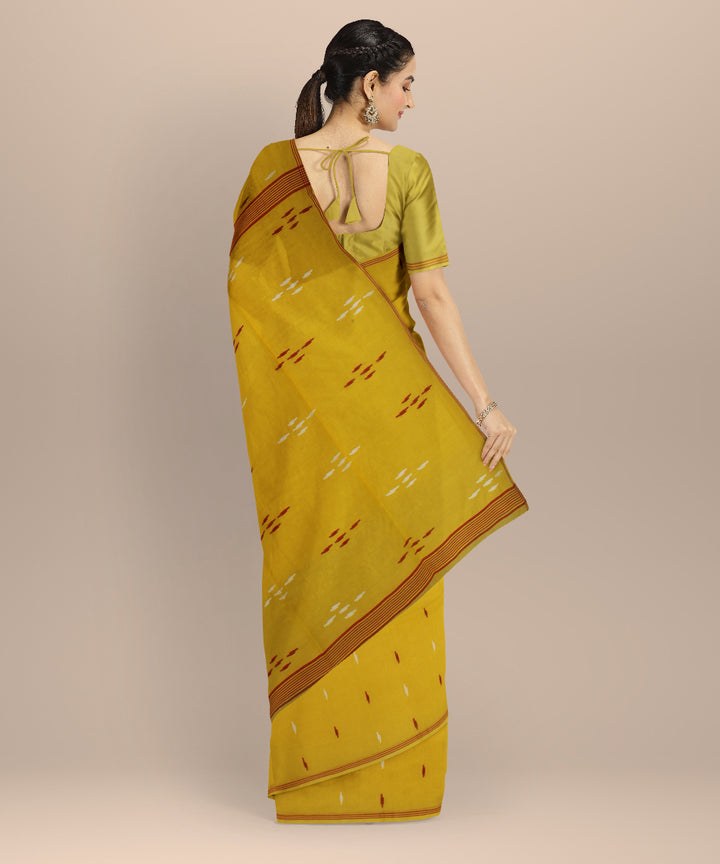 Yellow multicolor handwoven cotton jamdani saree