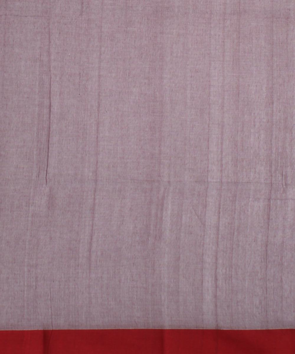 Brown maroon handwoven cotton jamdani saree