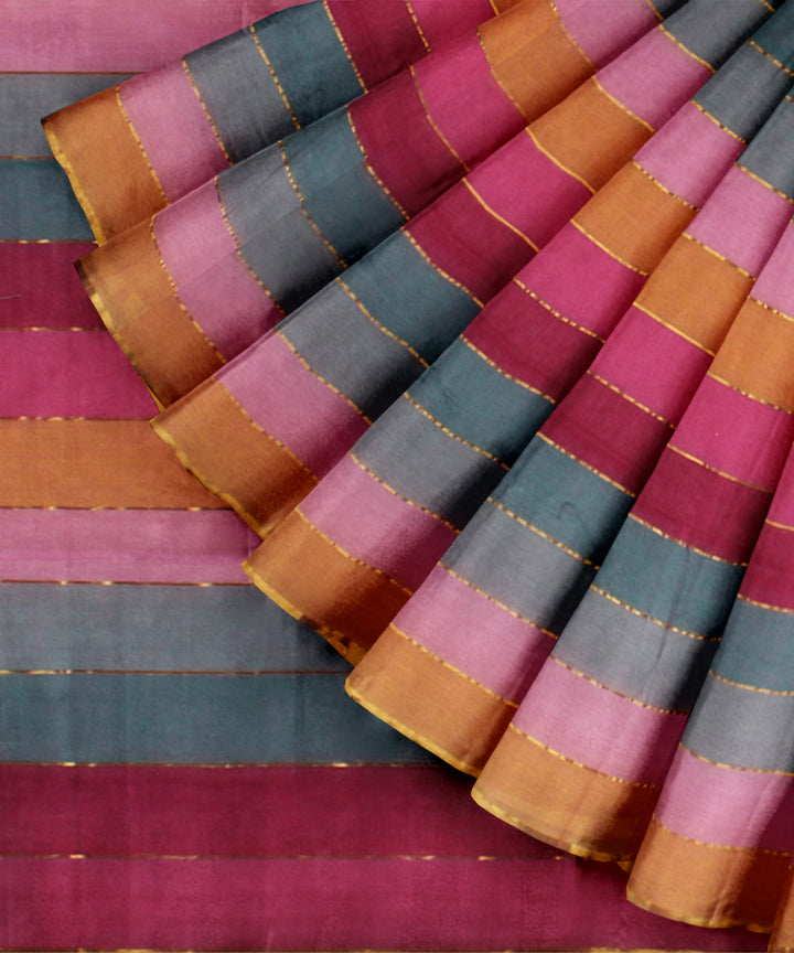 Multicolor striped handloom cotton jamdani saree
