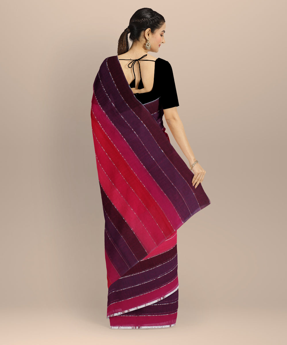 Multicolor striped handwoven cotton jamdani saree