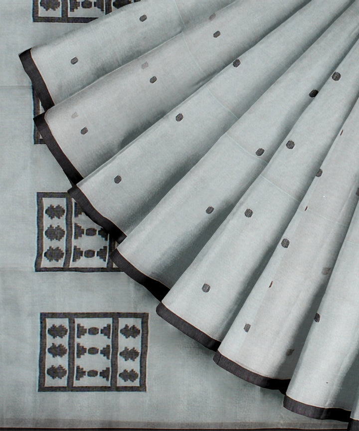 Sky blue buti handwoven cotton jamdani saree