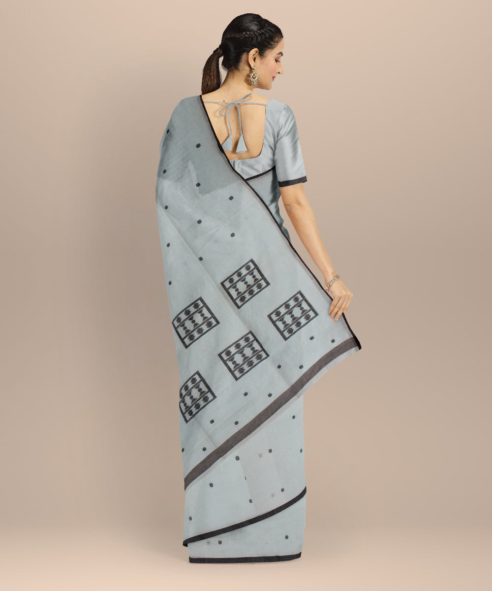Sky blue buti handwoven cotton jamdani saree