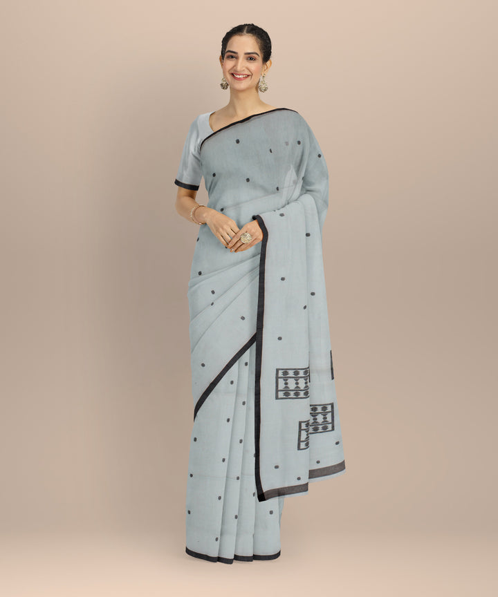 Sky blue buti handwoven cotton jamdani saree