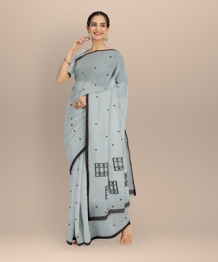 Sky blue buti handwoven cotton jamdani saree