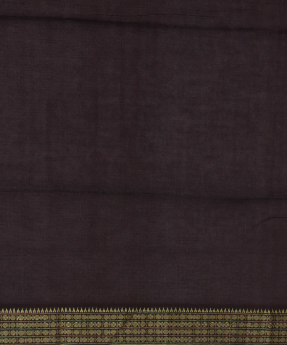 Maroon plain handwoven cotton jamdani saree