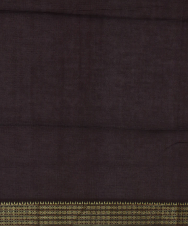 Maroon plain handwoven cotton jamdani saree