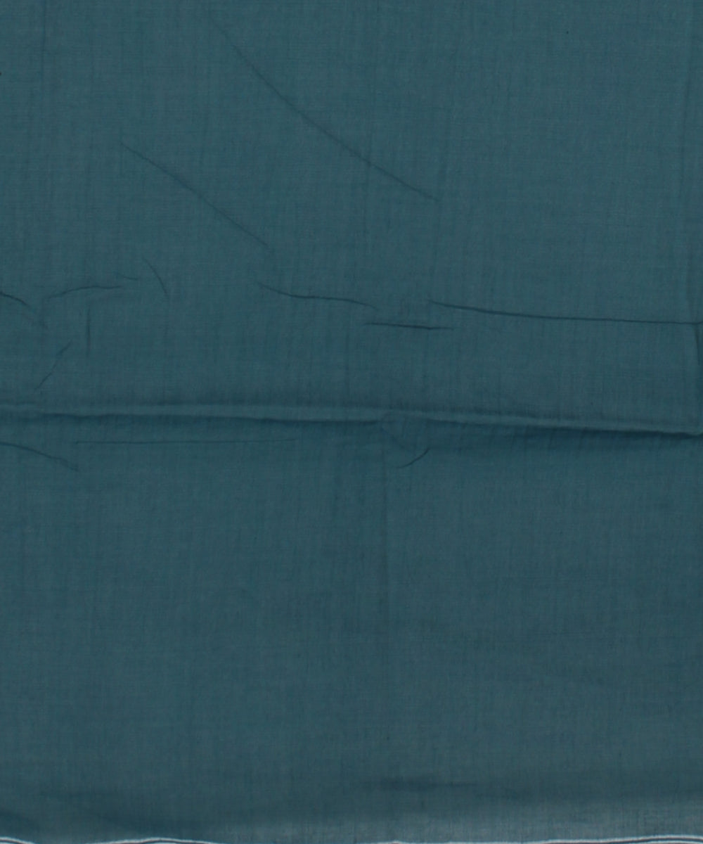 Cyan green white buti handwoven cotton jamdani saree