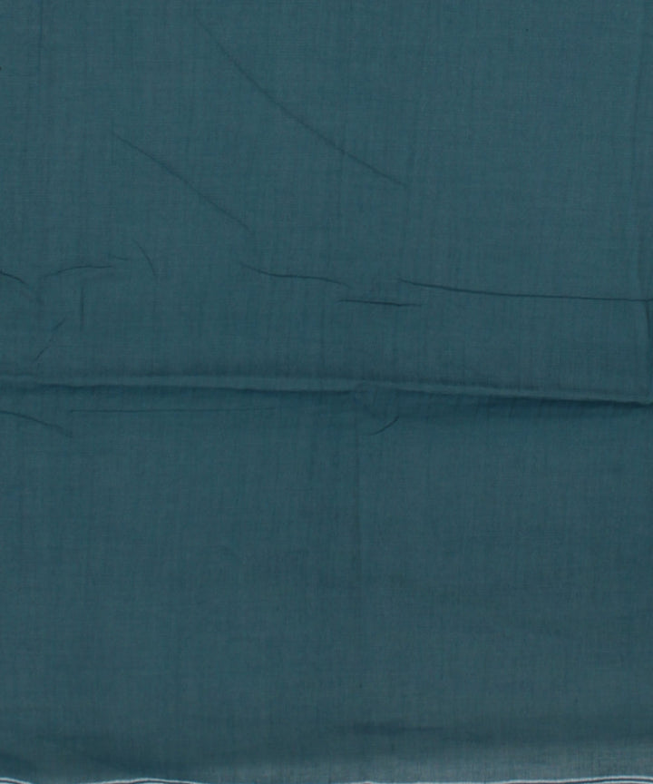 Cyan green white buti handwoven cotton jamdani saree