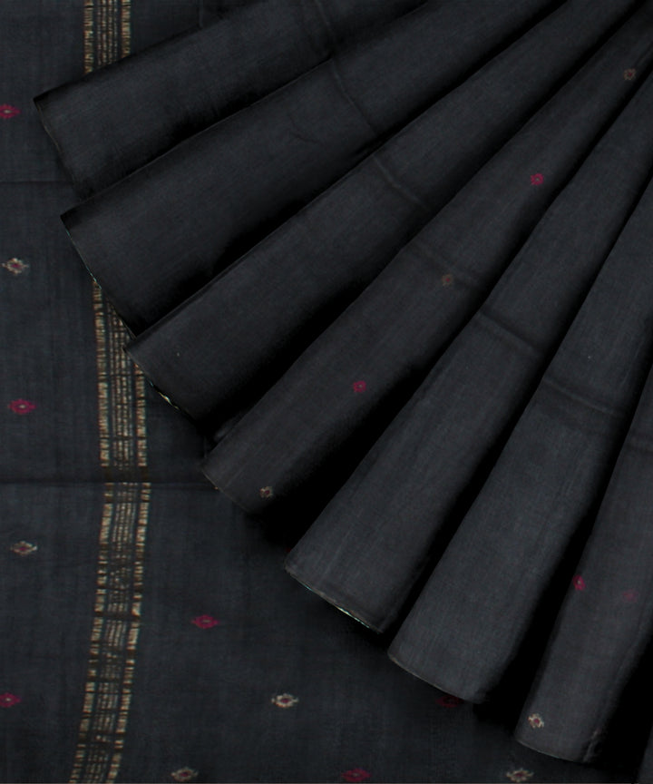 Grey muti color buti handwoven jamdani cotton saree