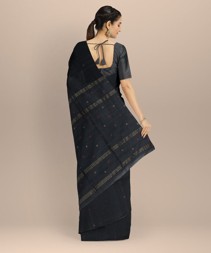 Grey muti color buti handwoven jamdani cotton saree