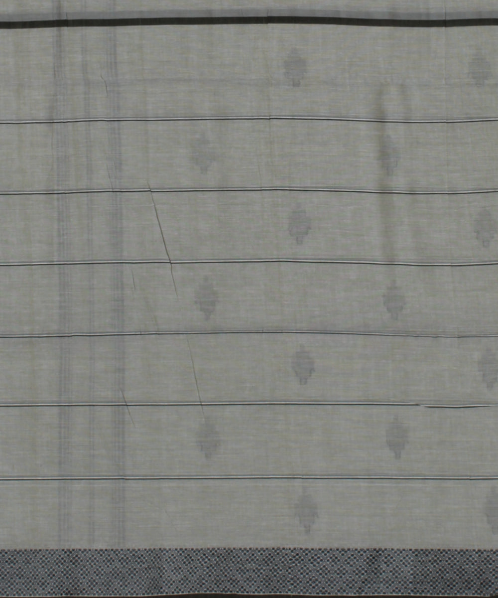 Grey striped handwoven cotton jamdani saree