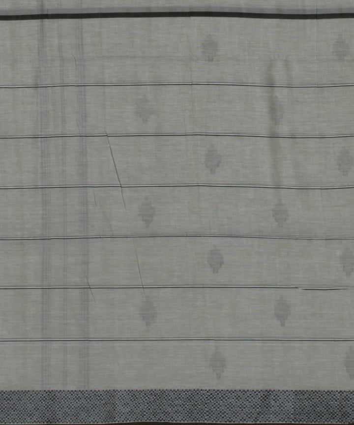 Grey striped handwoven cotton jamdani saree