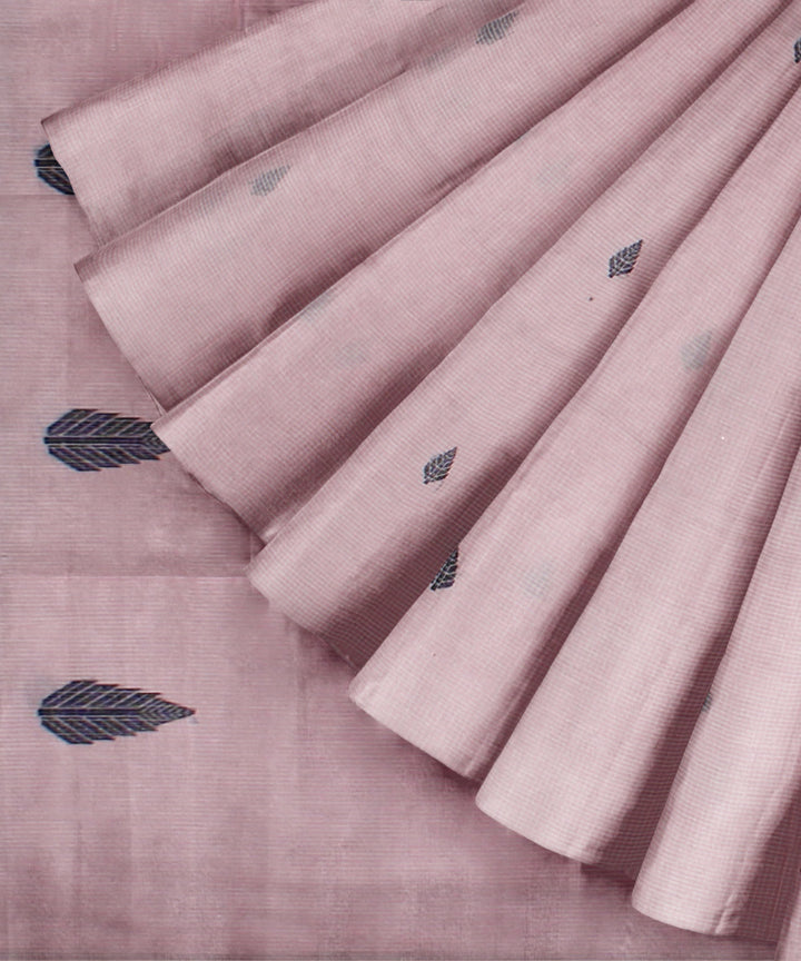 Pink blue handwoven cotton jamdani saree