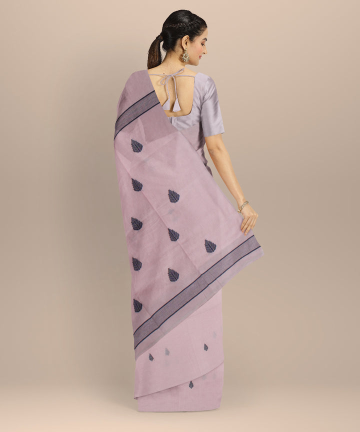 Pink blue handwoven cotton jamdani saree