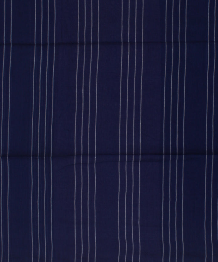 Navy blue striped handwoven cotton jamdani saree